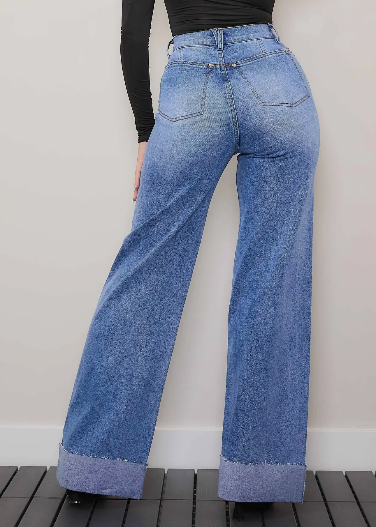 Folded Hem Wide Leg