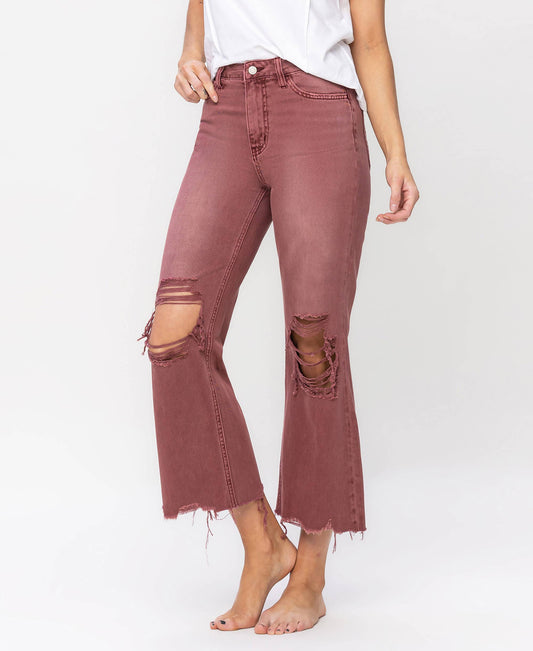 High Rise Russet Brown Cropped Jeans