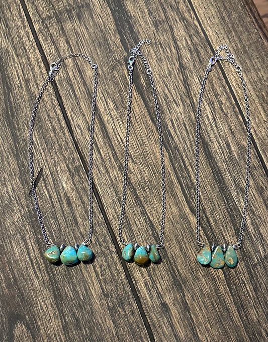 Turquoise Necklace with Navajo Saucers