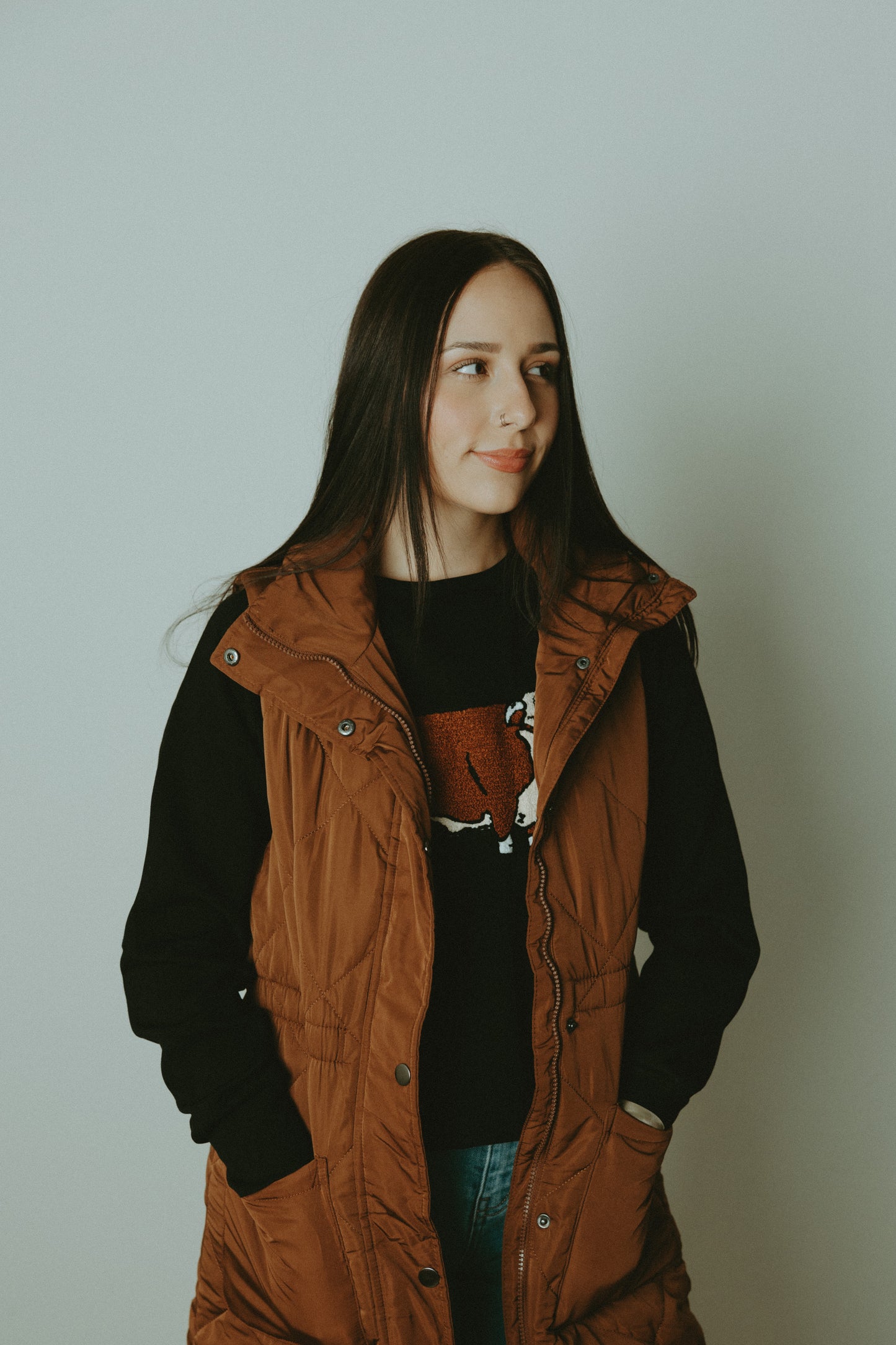Brown Long Puffer Vest