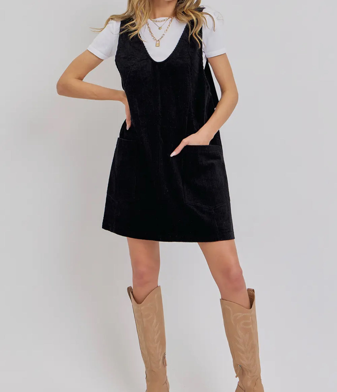 Black Overall Corduroy Dress – The Branded Spur Boutique