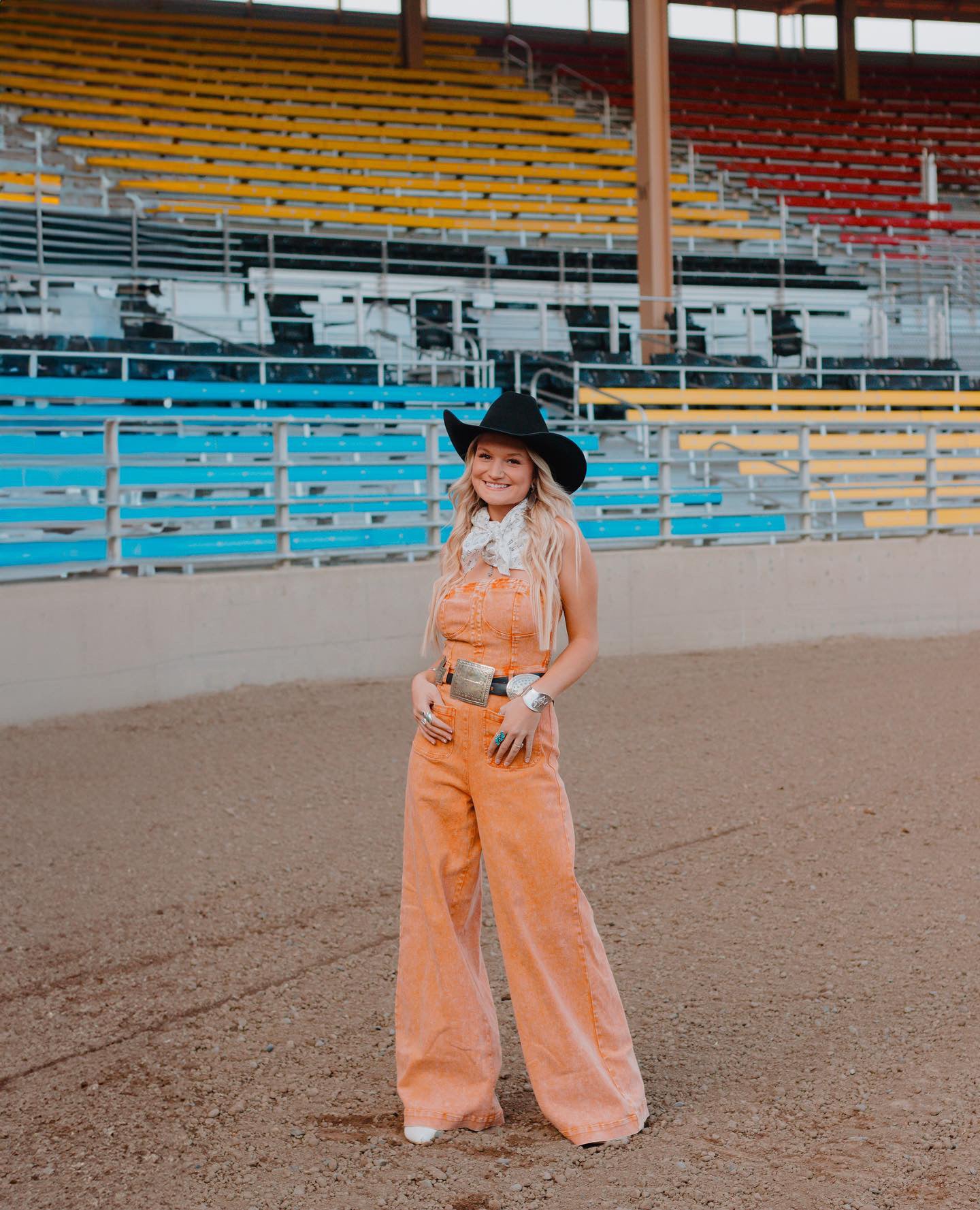 Wide Leg Denim Jumpsuit - Rust