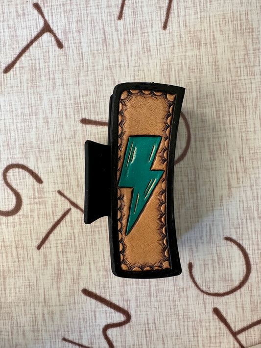 Western Claw Clip - Teal Bolt - Large
