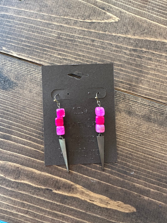 Pink spike earrings