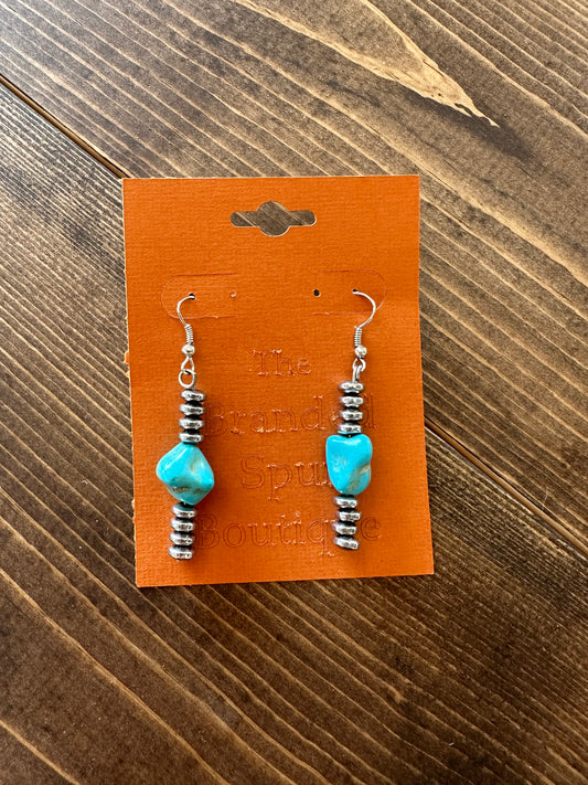 Silver and turquoise stack earrings