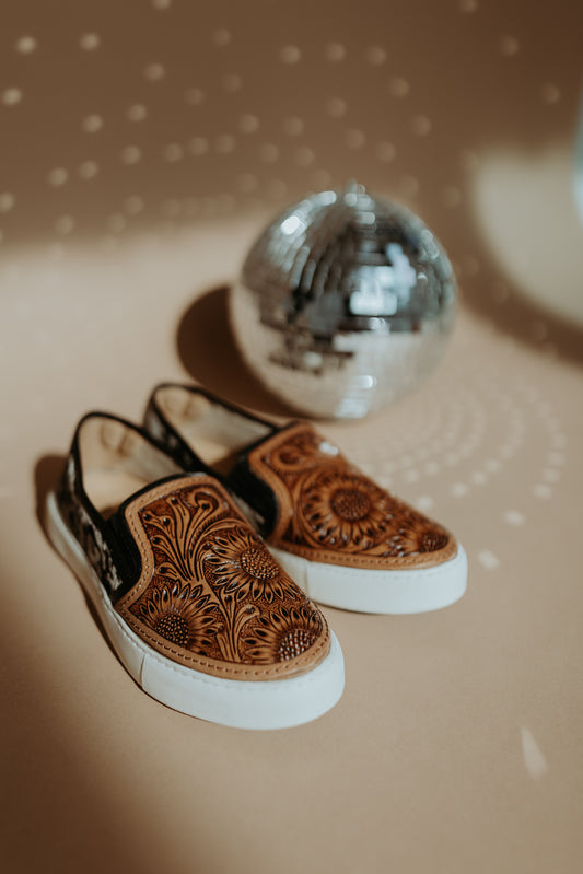 Western Hand-Tooled and Cowhide Sneakers