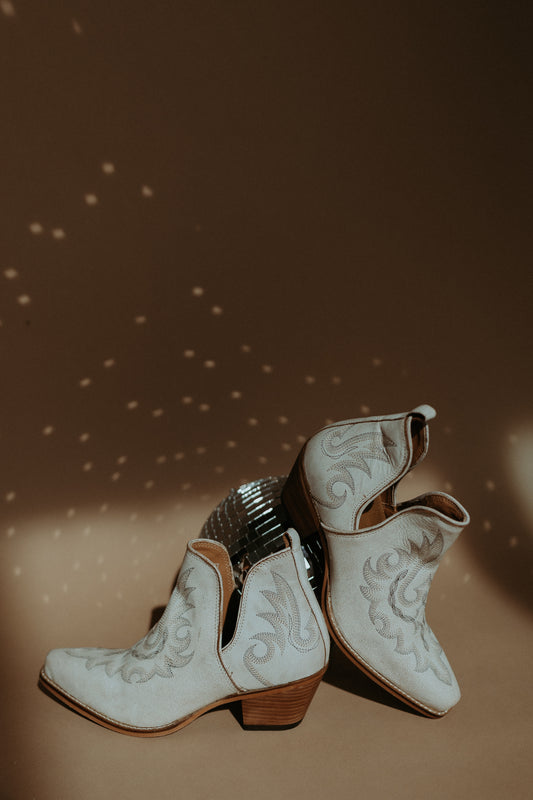 White Western Leather Booties