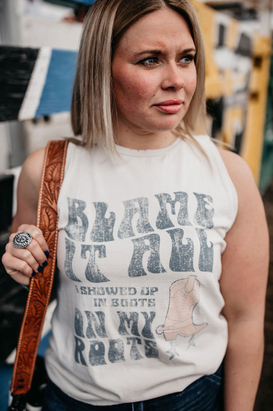 Blame It All On My Roots Graphic Tank Top