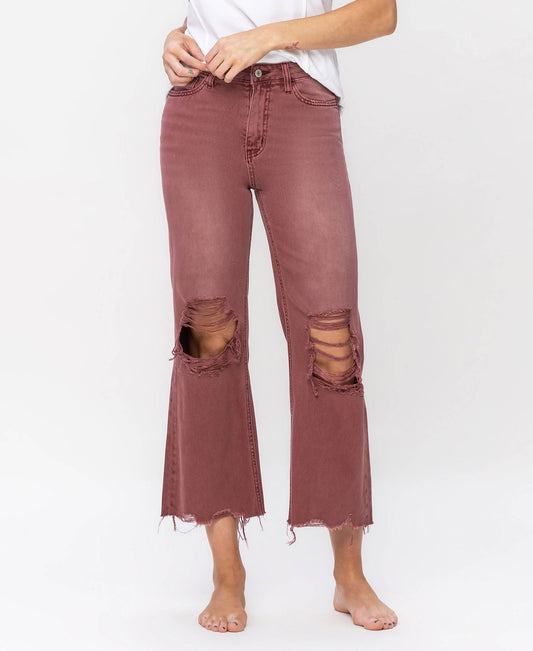 High Rise Russet Brown Cropped Jeans