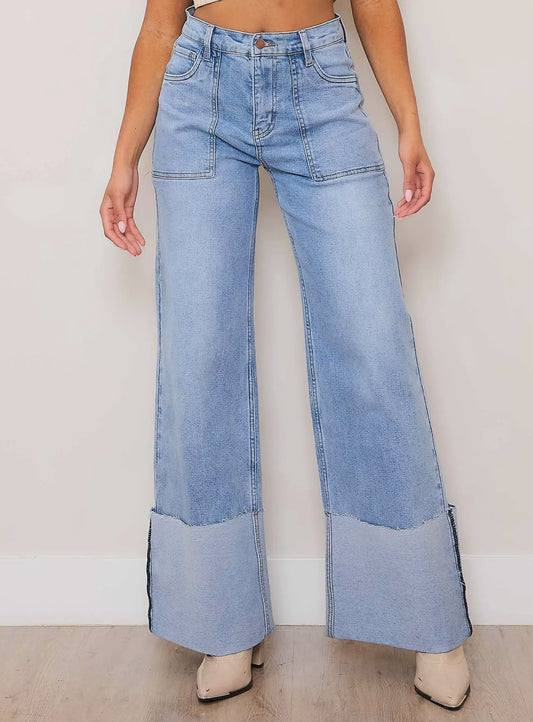 Light Wide Cuffed Jeans