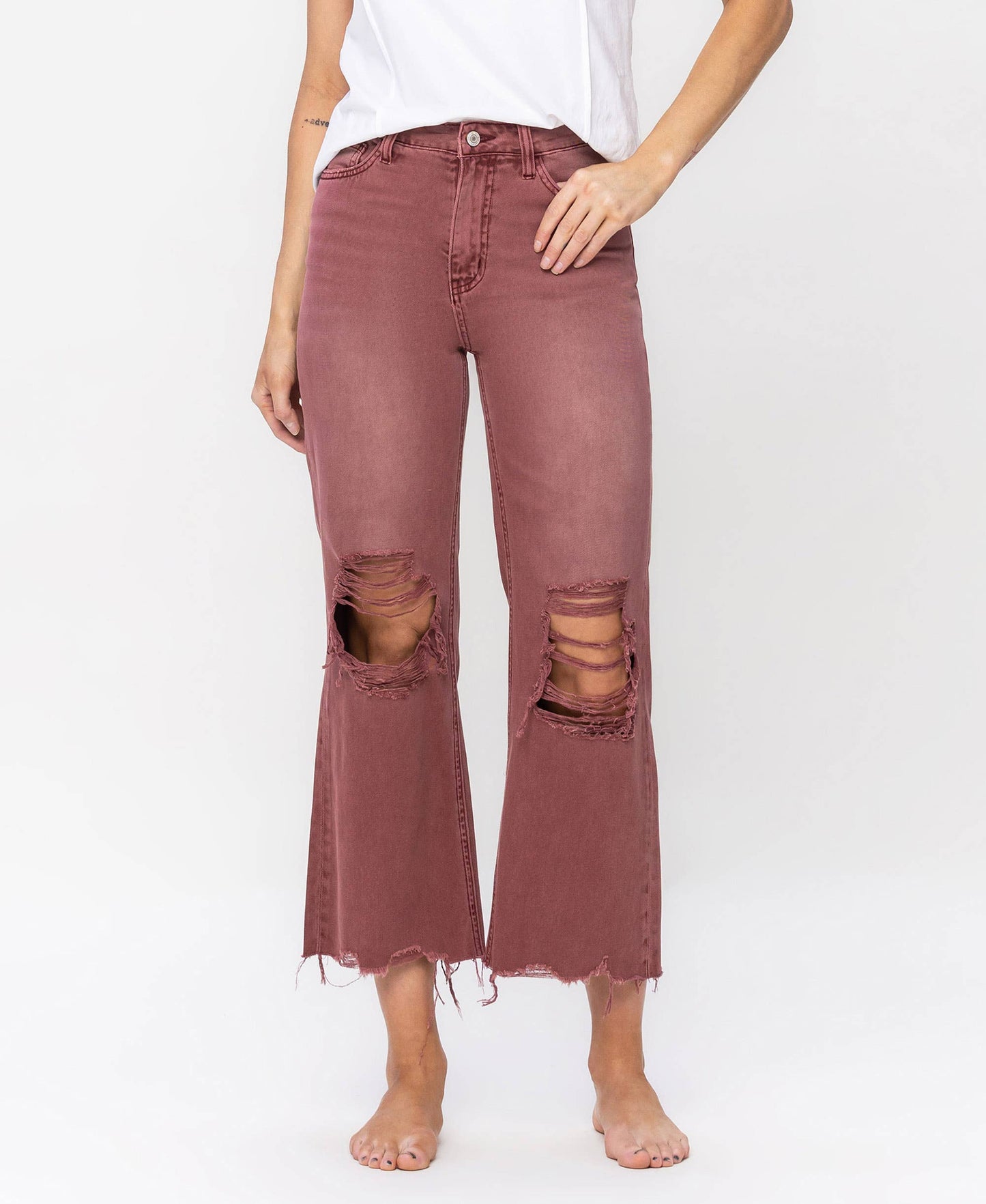 High Rise Russet Brown Cropped Jeans