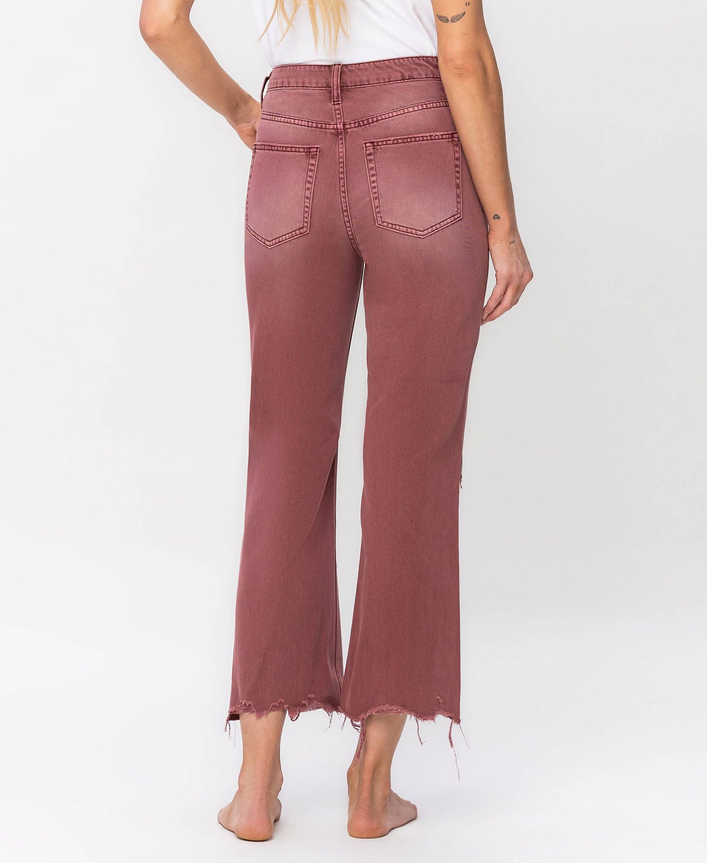 High Rise Russet Brown Cropped Jeans