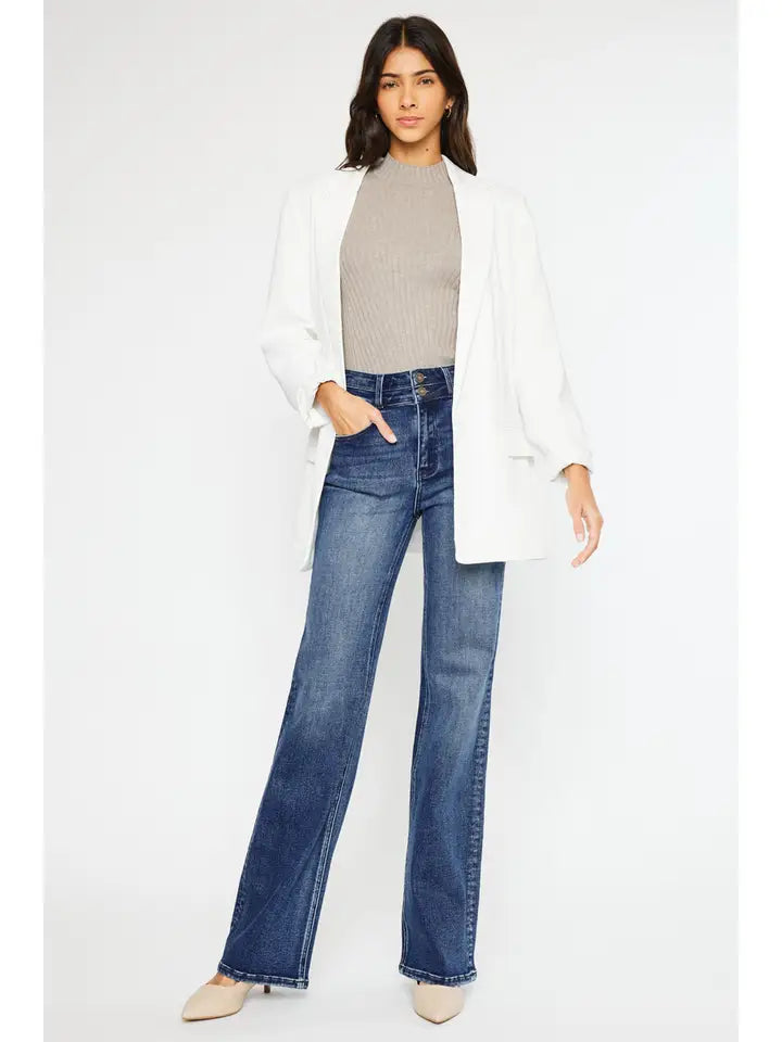 Double Button Flare Jeans