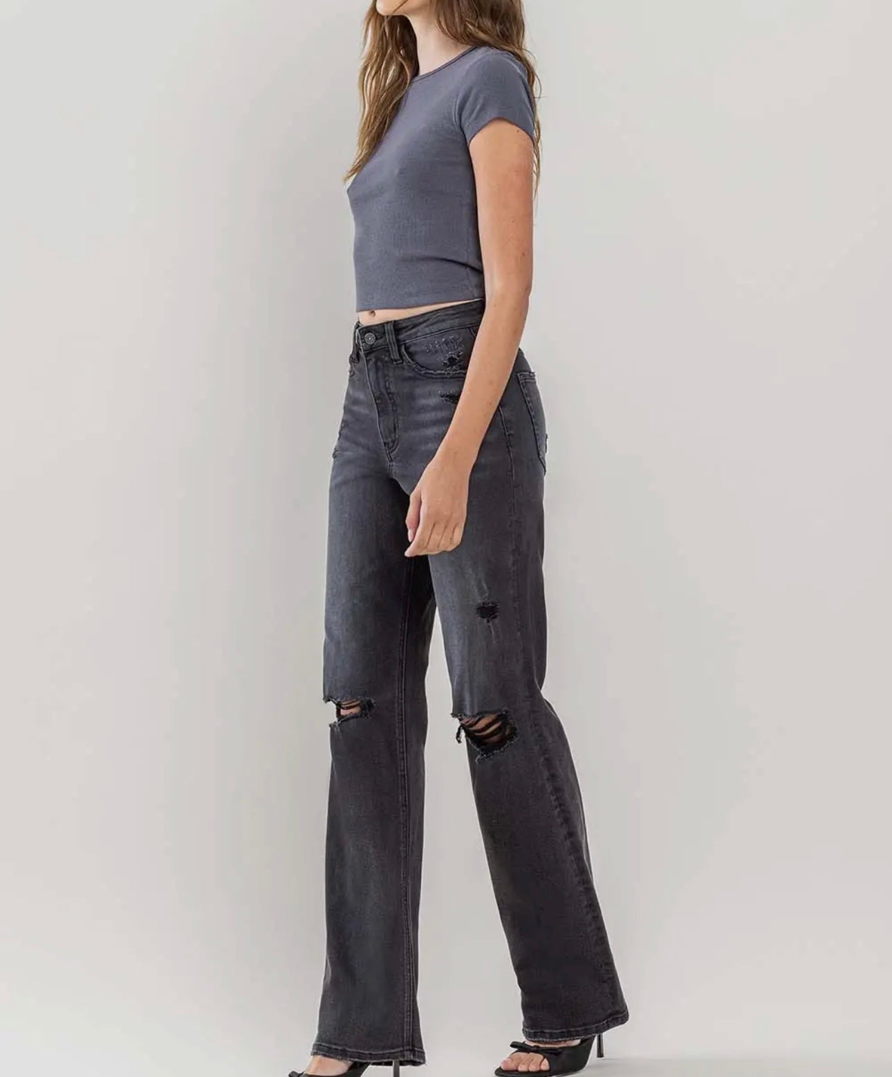 Black High Rise Flare Jeans