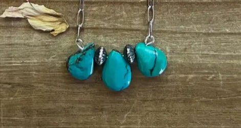 Turquoise Necklace with Navajo Saucers