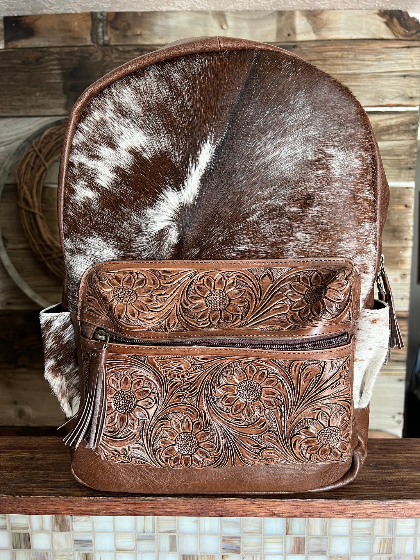 Cowhide and Leather Backpack