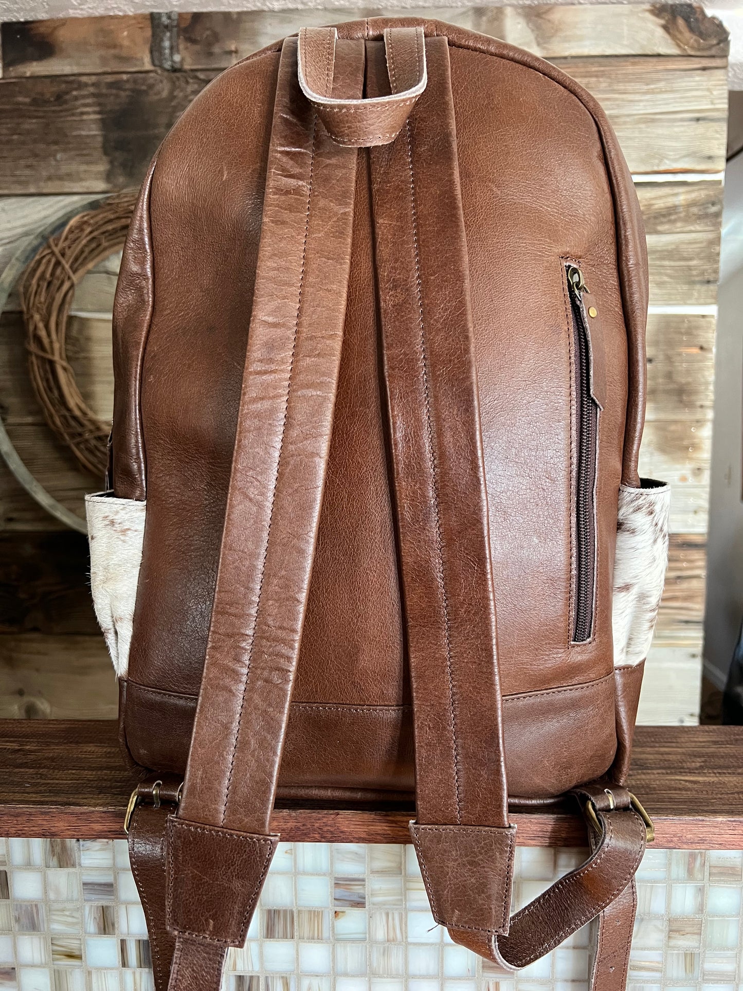 Cowhide and Leather Backpack