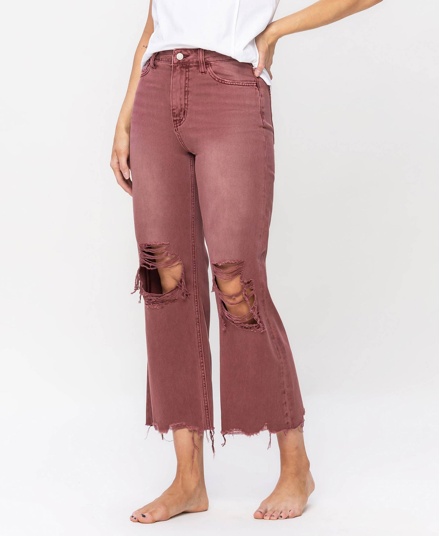 High Rise Russet Brown Cropped Jeans