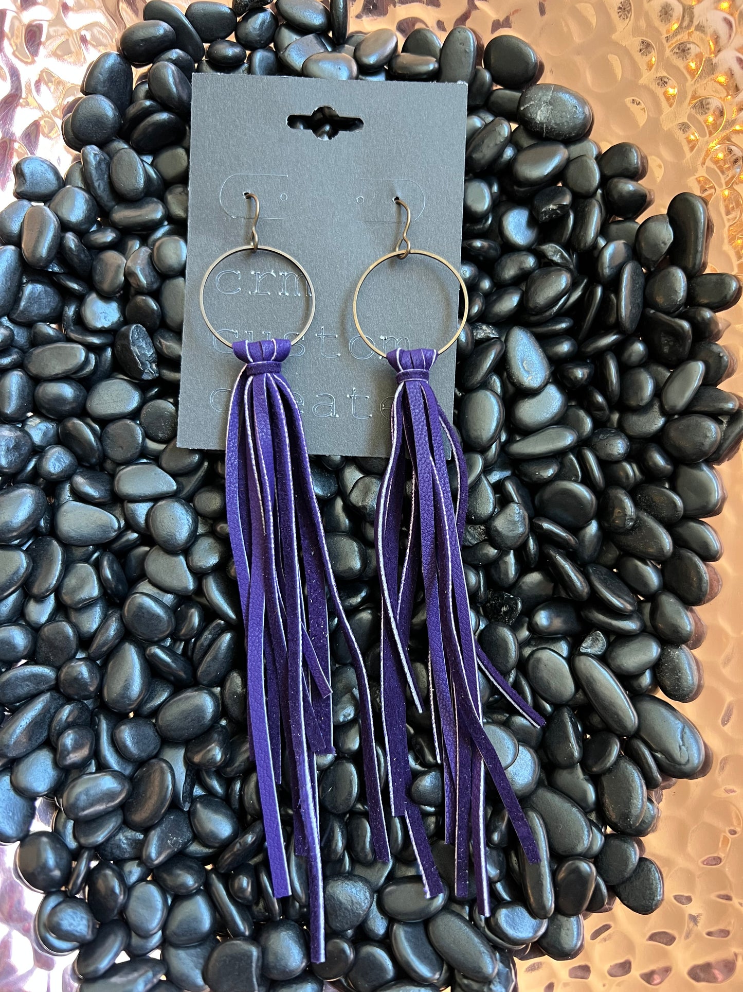 Purple Buckskin Fringe Earrings