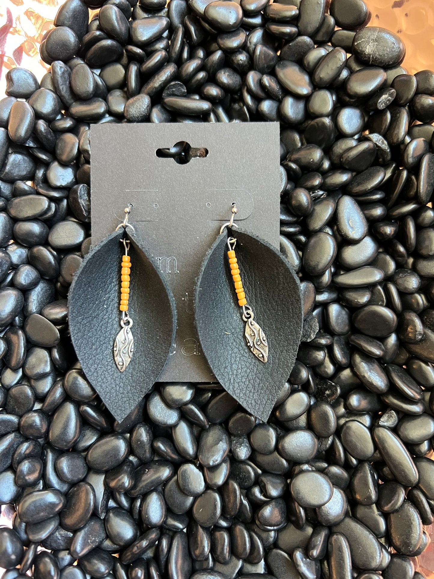 Black Buckskin Earrings