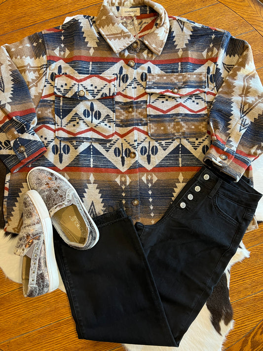 Aztec Print Shacket