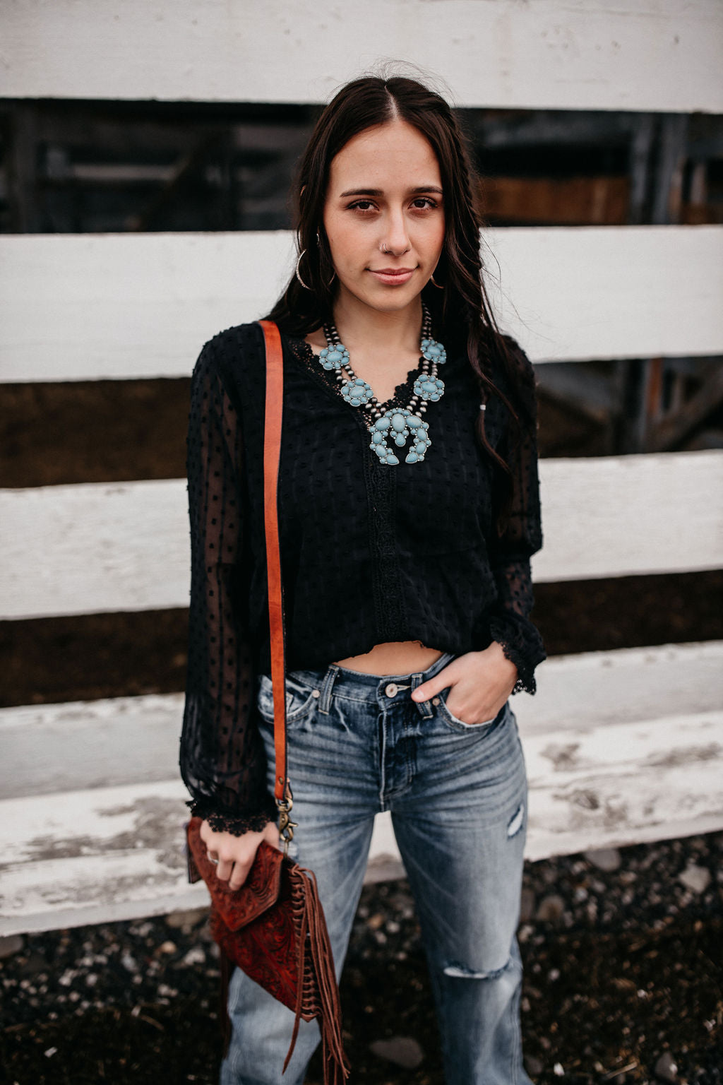 Black Dot Lace Top