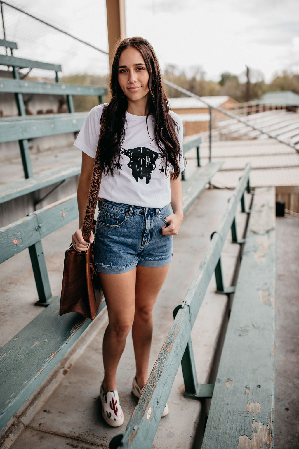 Folded Bottom Denim Shorts