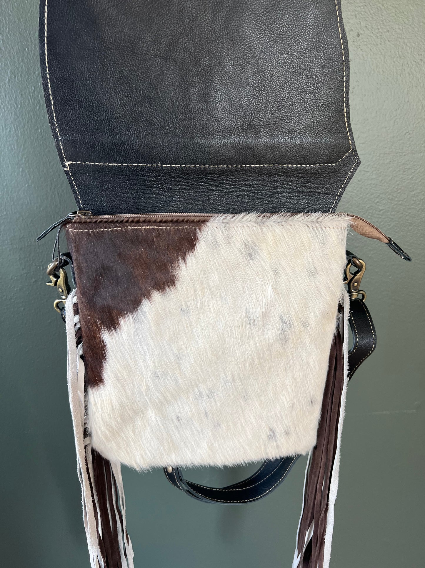 Hand Tooled Leather and Cowhide Concealed Carry Purse