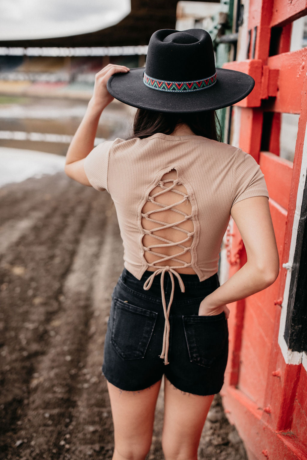 Open Back Tan Shirt