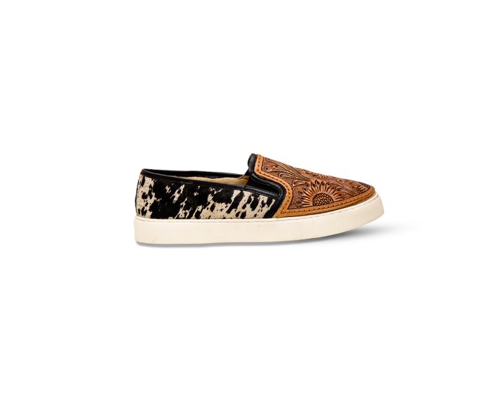 Western Hand-Tooled and Cowhide Sneakers