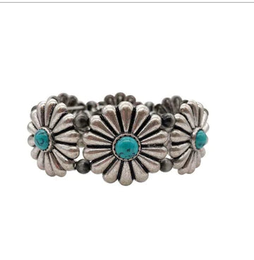 Turquoise Concho Stretch Bracelet